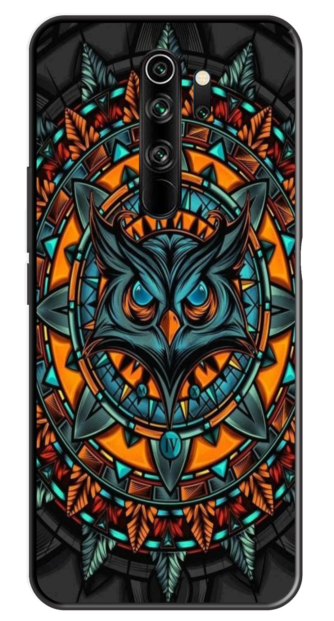 Owl Pattern Metal Mobile Case for Redmi Note 8 Pro   (Design No -42)
