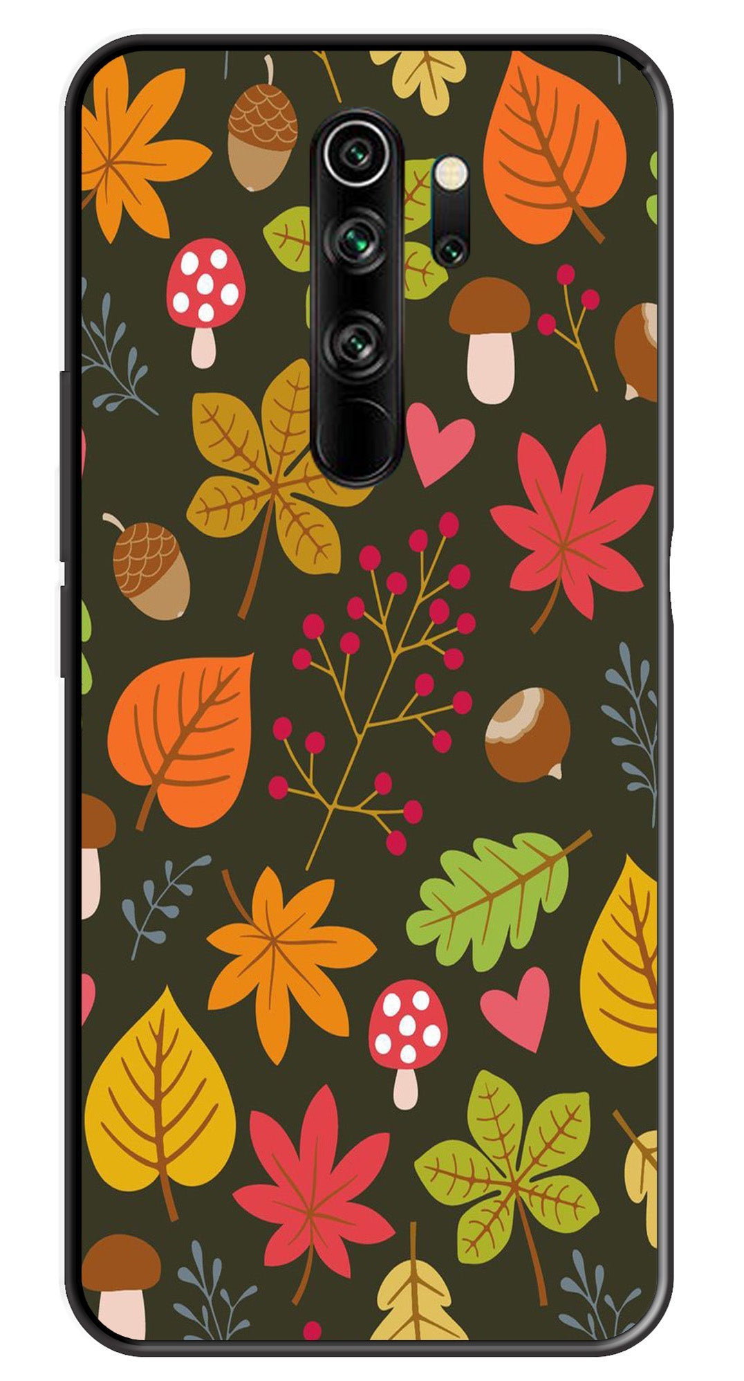Leaves Design Metal Mobile Case for Redmi Note 8 Pro   (Design No -51)
