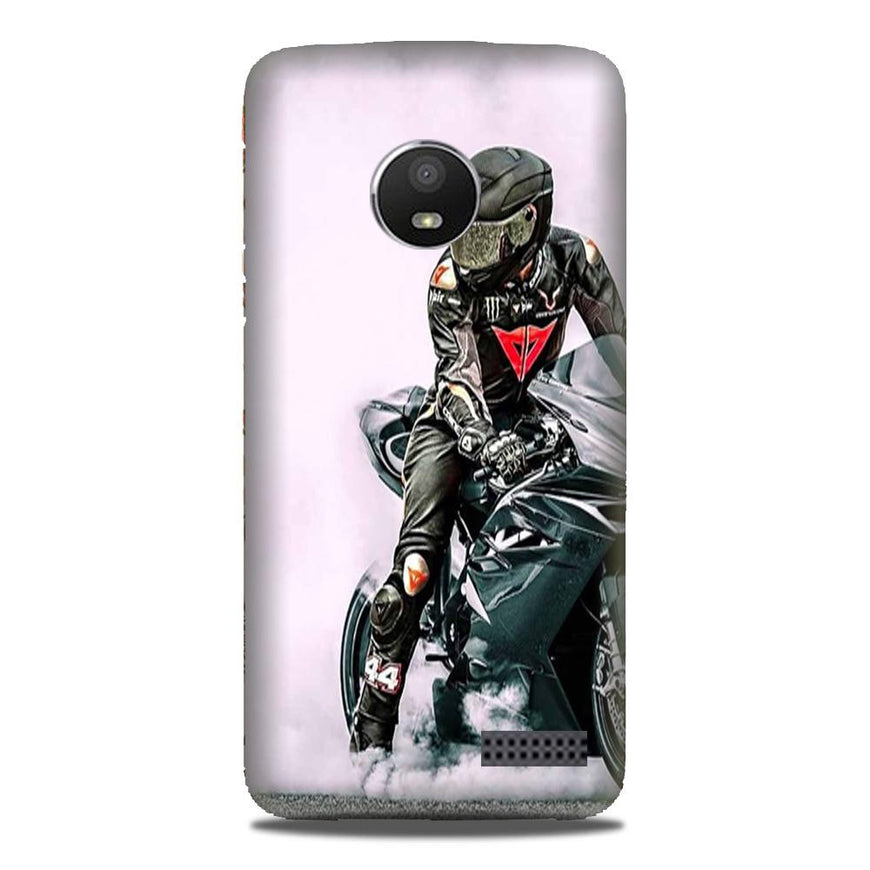 Biker Mobile Back Case for Moto E4 (Design - 383)