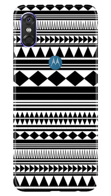 Black white Pattern Mobile Back Case for Moto P30 Play (Design - 5)
