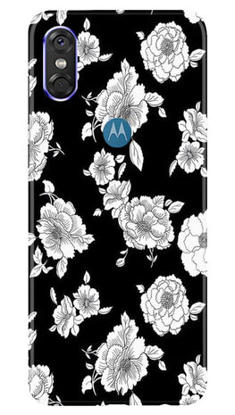 White flowers Black Background Case for Moto One