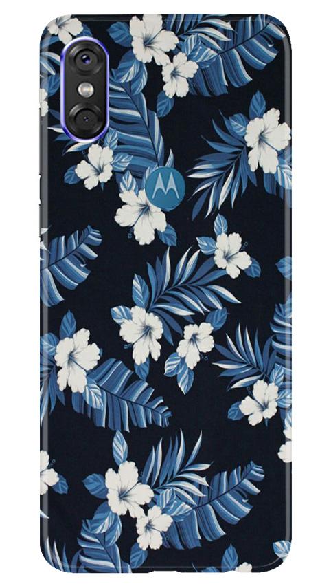 White flowers Blue Background2 Case for Moto One