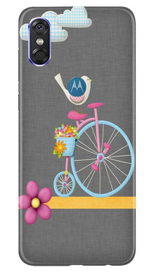 Sparron with cycle Mobile Back Case for Moto One (Design - 34)