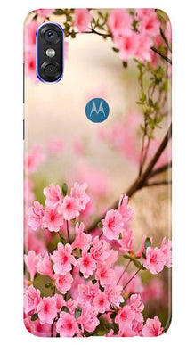 Pink flowers Mobile Back Case for Moto One (Design - 69)
