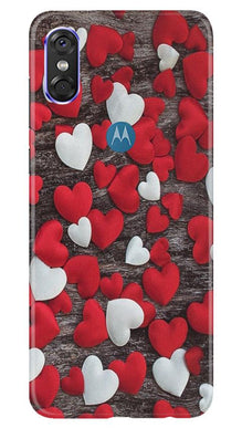 Red White Hearts Mobile Back Case for Moto P30 Play  (Design - 105)