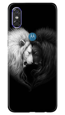 Dark White Lion Mobile Back Case for Moto One  (Design - 140)