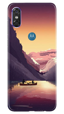 Mountains Boat Mobile Back Case for Moto P30 Play (Design - 181)