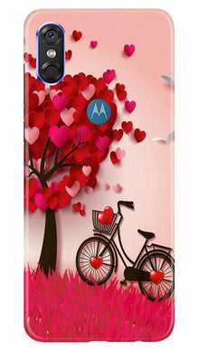 Red Heart Cycle Mobile Back Case for Moto P30 Play (Design - 222)