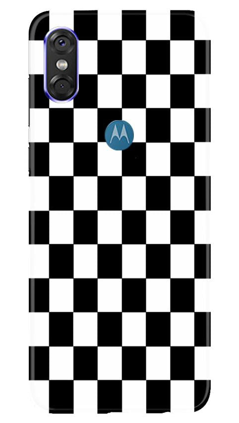 Black White Boxes Mobile Back Case for Moto One (Design - 372)