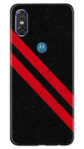 Black Red Pattern Mobile Back Case for Moto P30 Play (Design - 373)