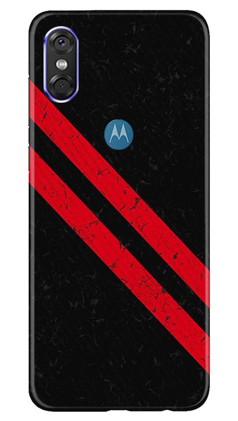 Black Red Pattern Mobile Back Case for Moto P30 Play (Design - 373)