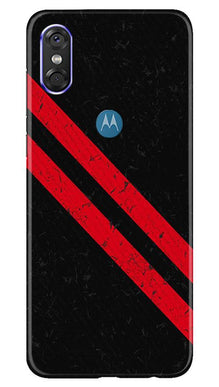 Black Red Pattern Mobile Back Case for Moto One (Design - 373)
