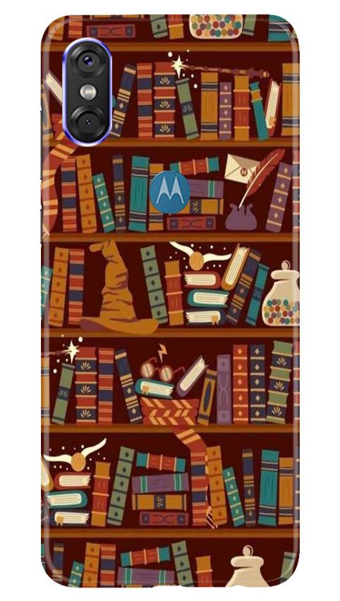 Book Shelf Mobile Back Case for Moto P30 Play (Design - 390)