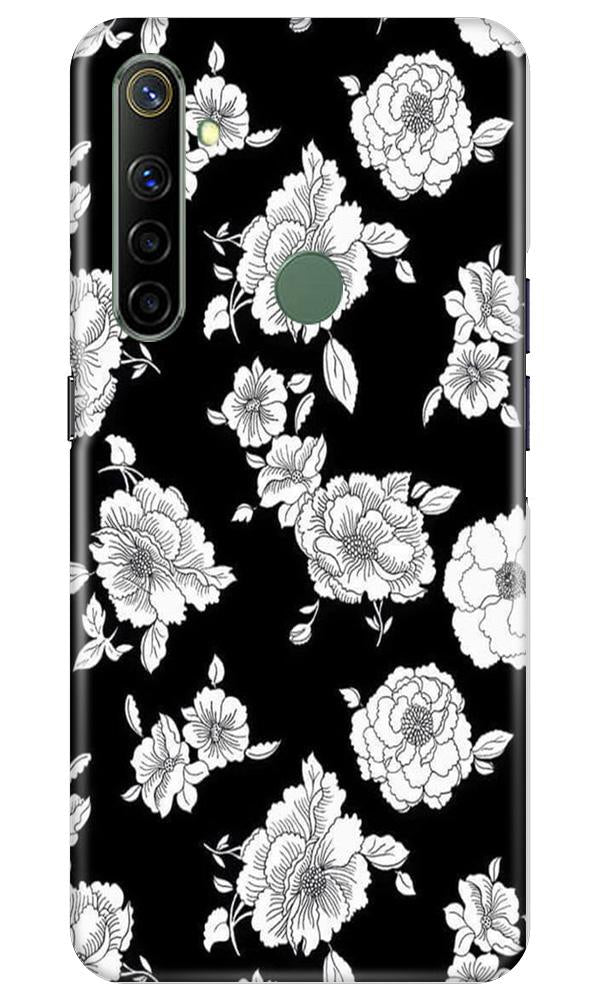 White flowers Black Background Case for Realme Narzo 10