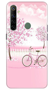 Pink Flowers Cycle Mobile Back Case for Realme Narzo 10  (Design - 102)