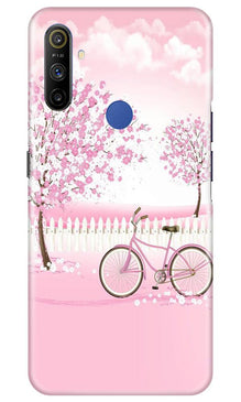 Pink Flowers Cycle Mobile Back Case for Realme Narzo 10a  (Design - 102)