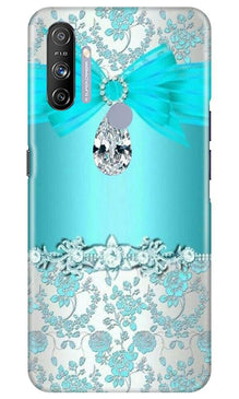 Shinny Blue Background Mobile Back Case for Realme Narzo 20A (Design - 32)