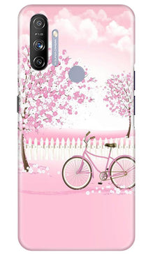 Pink Flowers Cycle Mobile Back Case for Realme Narzo 20A  (Design - 102)