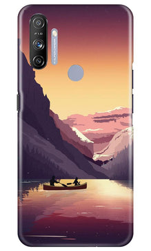 Mountains Boat Mobile Back Case for Realme Narzo 20A (Design - 181)