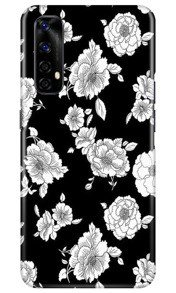 White flowers Black Background Case for Realme Narzo 20 Pro