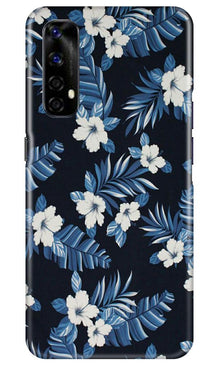 White flowers Blue Background2 Mobile Back Case for Realme Narzo 20 Pro (Design - 15)