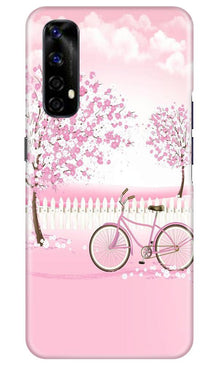 Pink Flowers Cycle Mobile Back Case for Realme Narzo 20 Pro  (Design - 102)