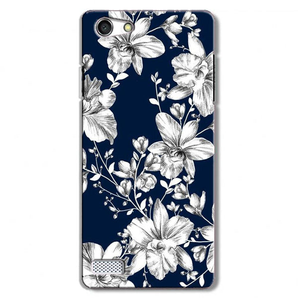 White flowers Blue Background Case for Oppo Neo 7