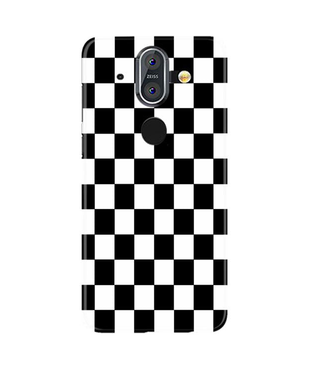 Black White Boxes Mobile Back Case for Nokia 8 (Design - 372)