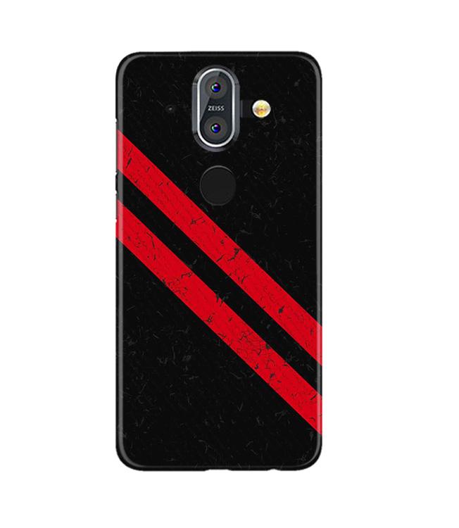 Black Red Pattern Mobile Back Case for Nokia 8 (Design - 373)