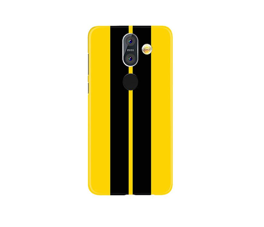 Black Yellow Pattern Mobile Back Case for Nokia 8.1 (Design - 377)