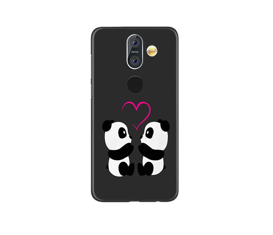 Panda Love Mobile Back Case for Nokia 8.1 (Design - 398)