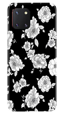 White flowers Black Background Mobile Back Case for Samsung Note 10 Lite (Design - 9)