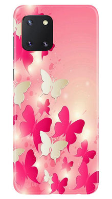 White Pick Butterflies Mobile Back Case for Samsung Note 10 Lite (Design - 28)