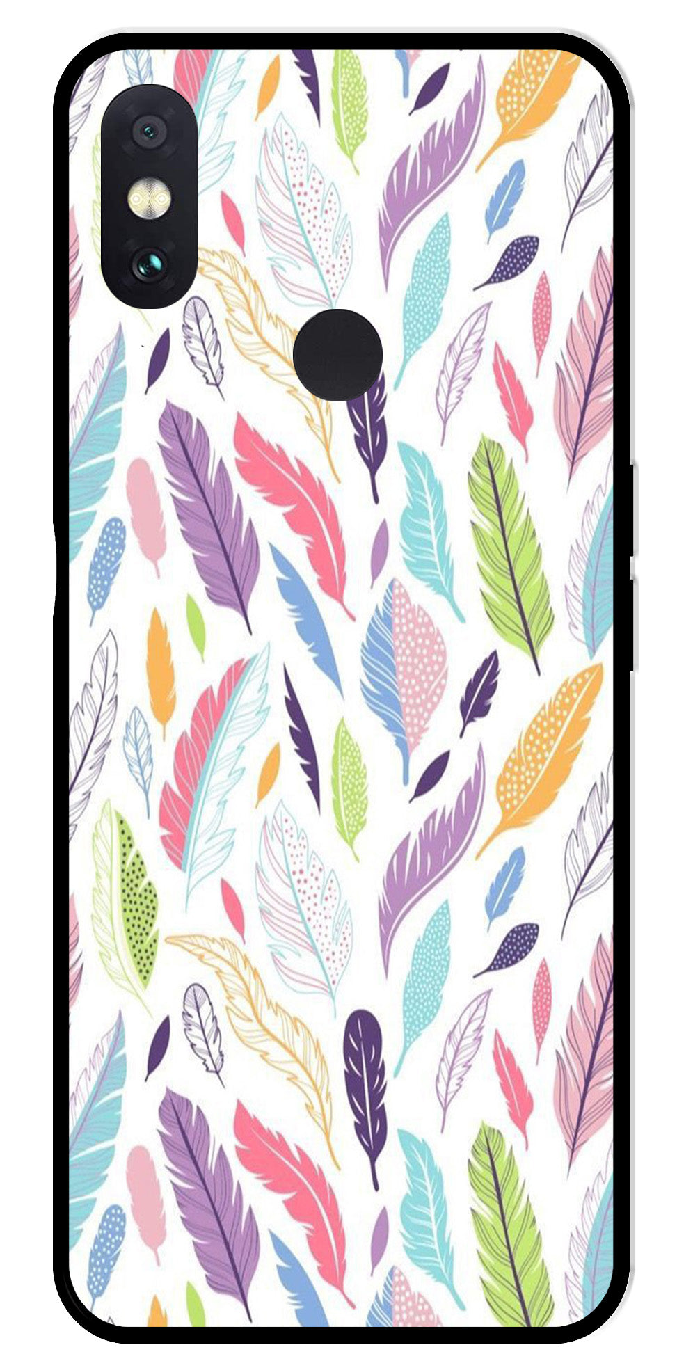 Colorful Feathers Metal Mobile Case for Redmi Note 5 Pro   (Design No -06)