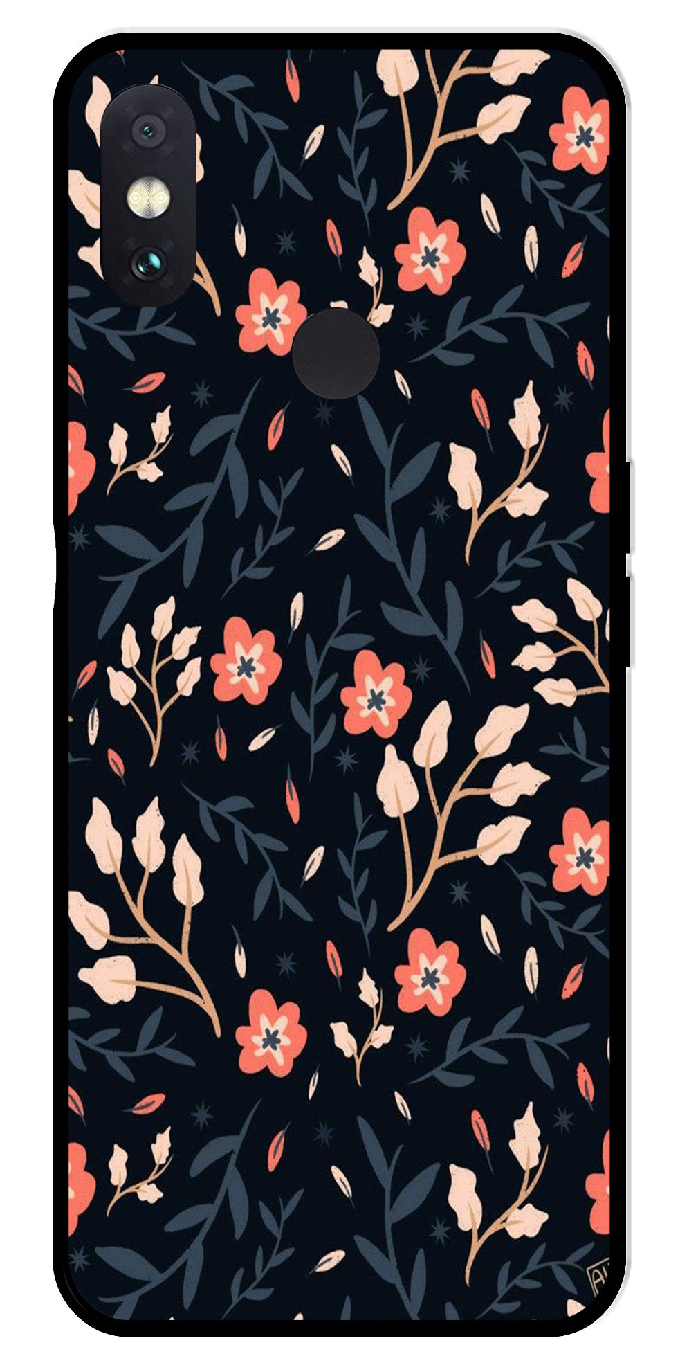 Floral Pattern Metal Mobile Case for Redmi Note 5 Pro   (Design No -10)