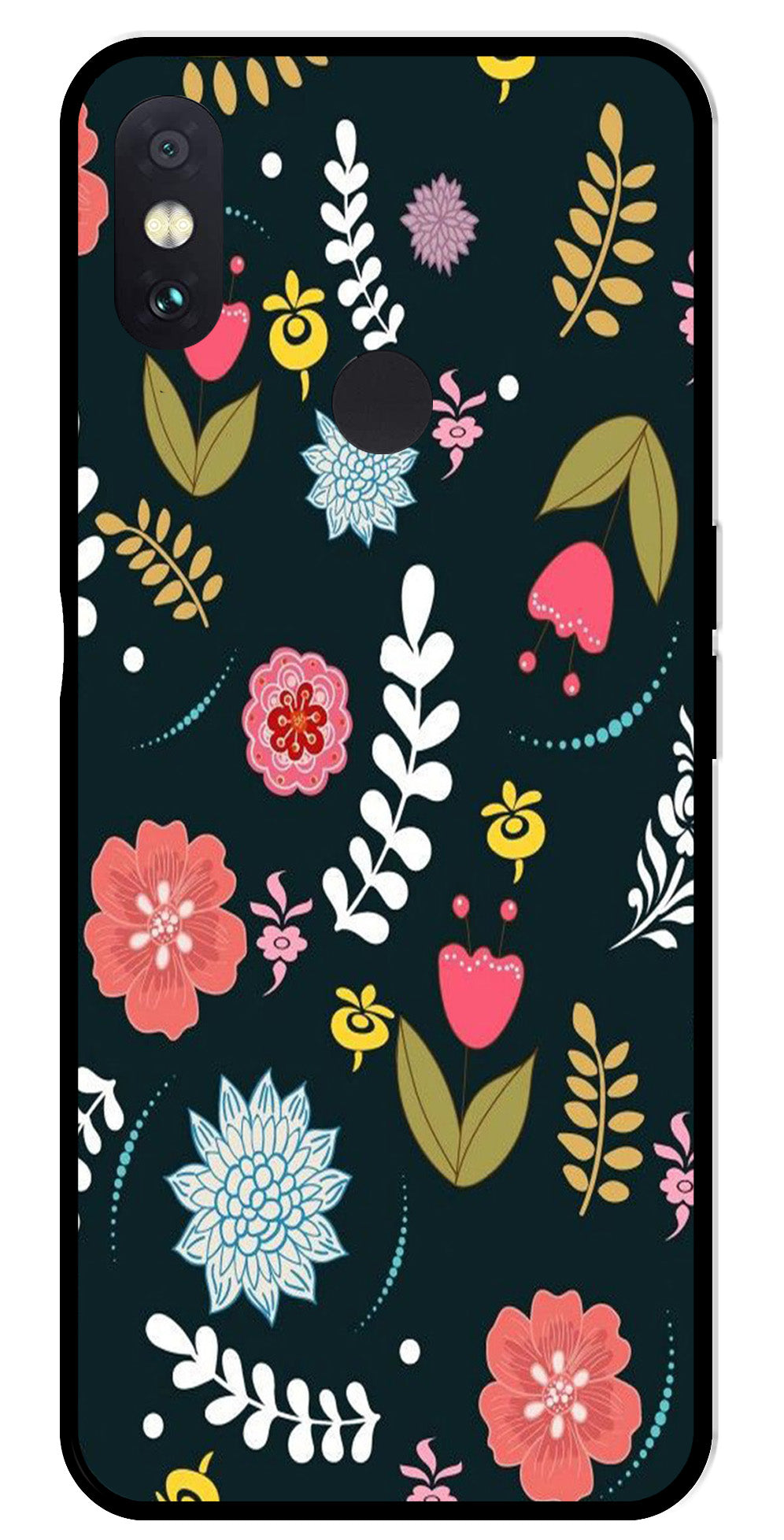 Floral Pattern2 Metal Mobile Case for Redmi Note 5 Pro   (Design No -12)