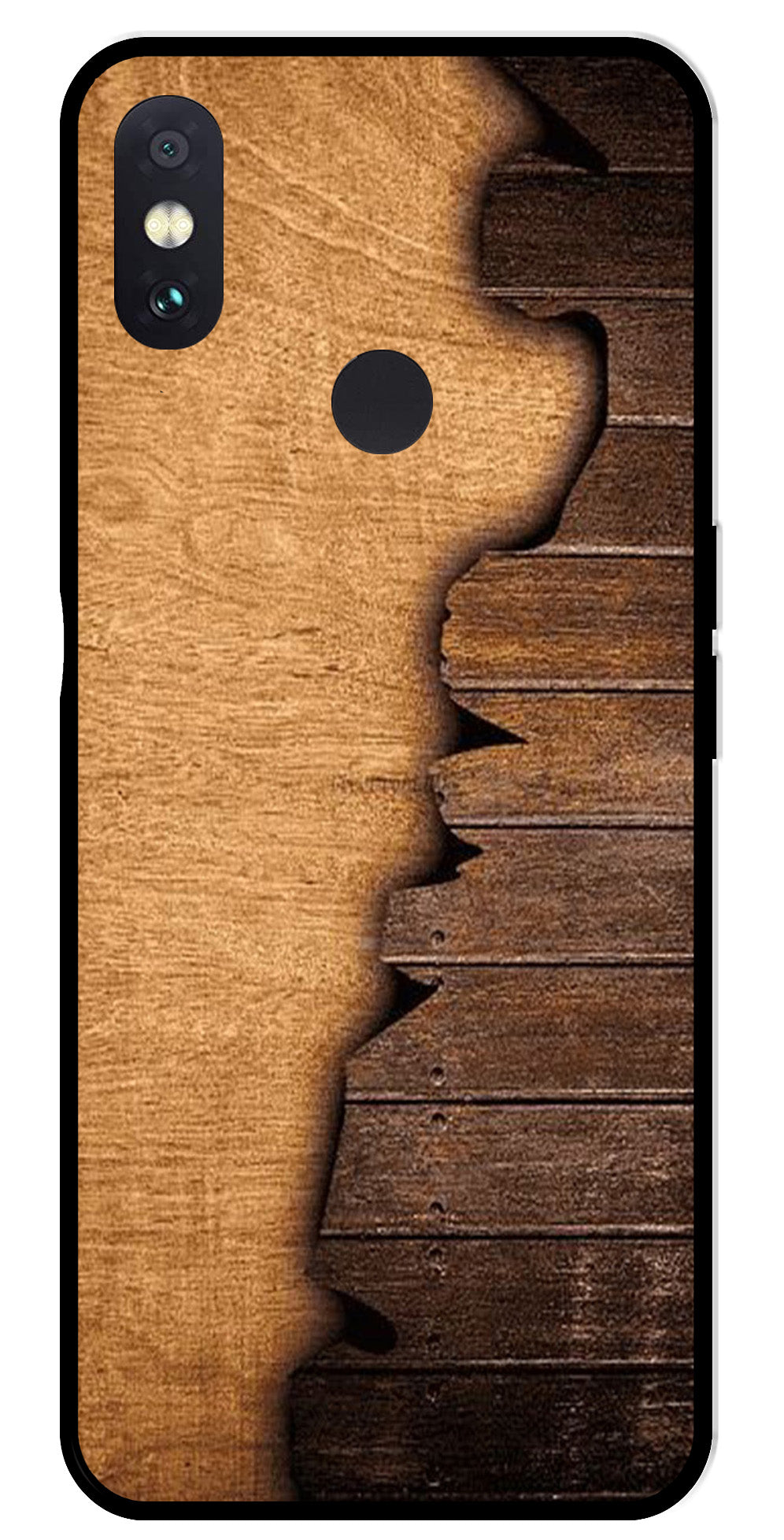 Wooden Design Metal Mobile Case for Redmi Note 5 Pro   (Design No -13)