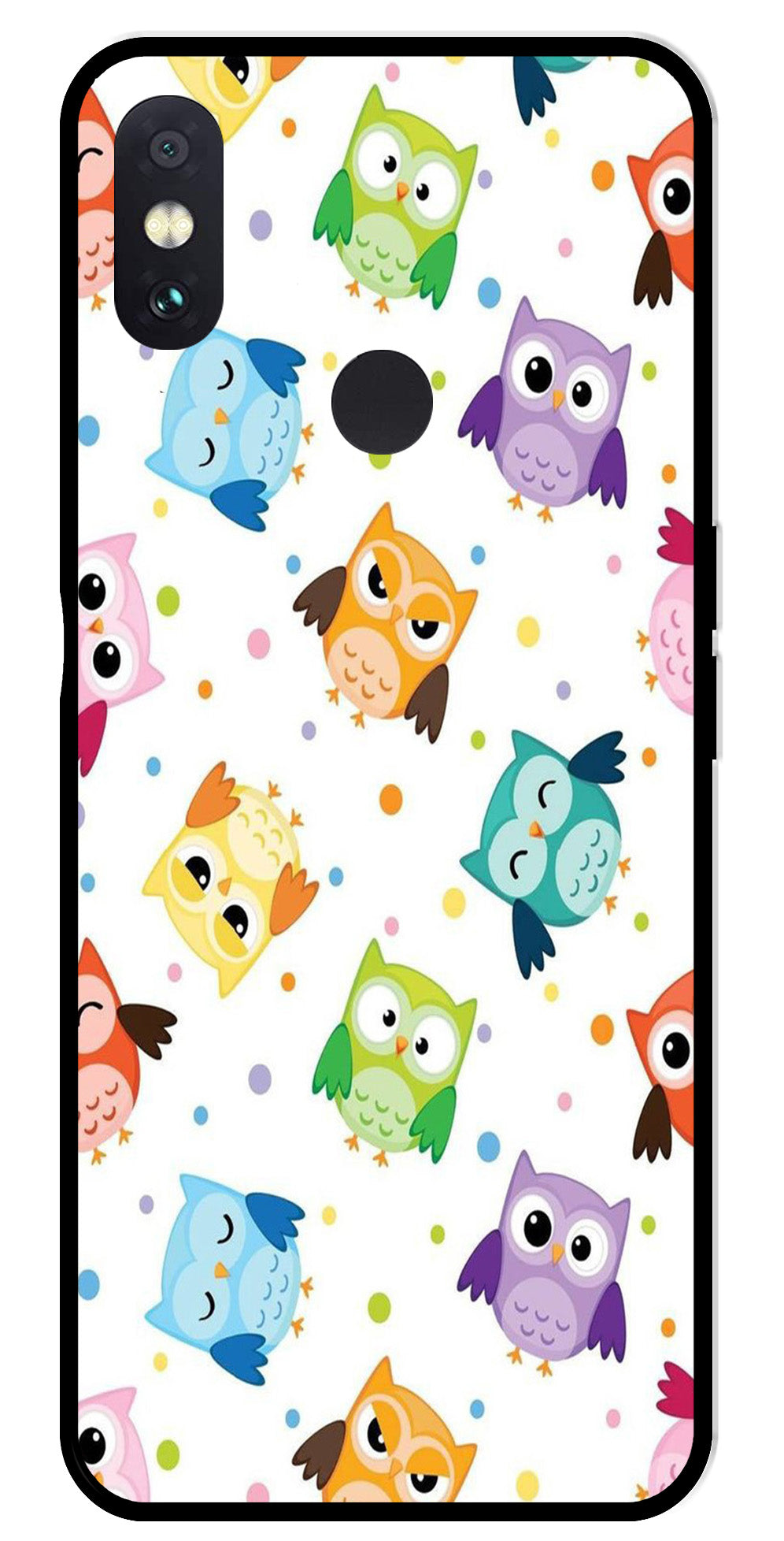 Owls Pattern Metal Mobile Case for Redmi Note 5 Pro   (Design No -20)