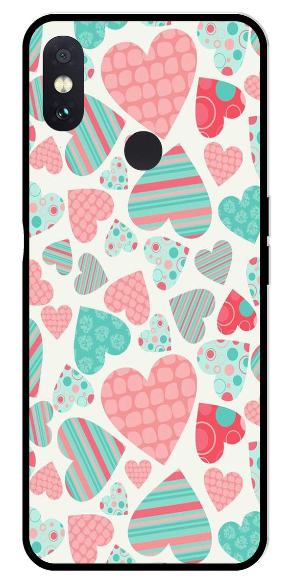 Hearts Pattern Metal Mobile Case for Redmi Note 5 Pro   (Design No -22)