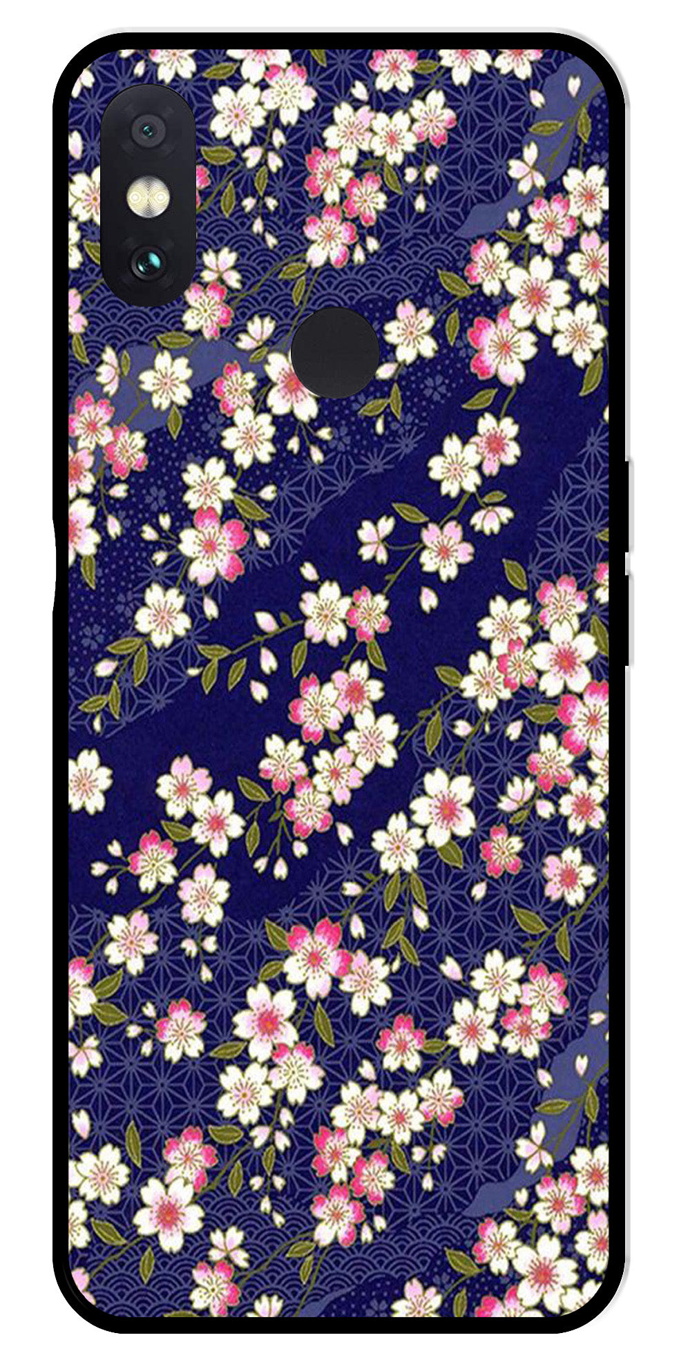 Flower Design Metal Mobile Case for Redmi Note 5 Pro   (Design No -25)