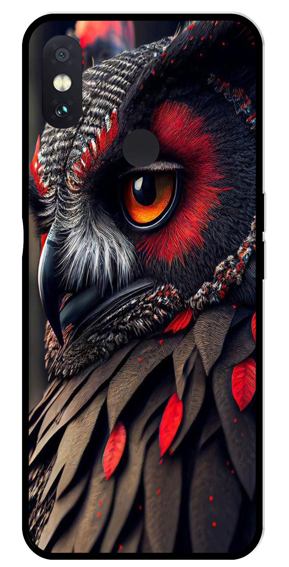Owl Design Metal Mobile Case for Redmi Note 5 Pro   (Design No -26)