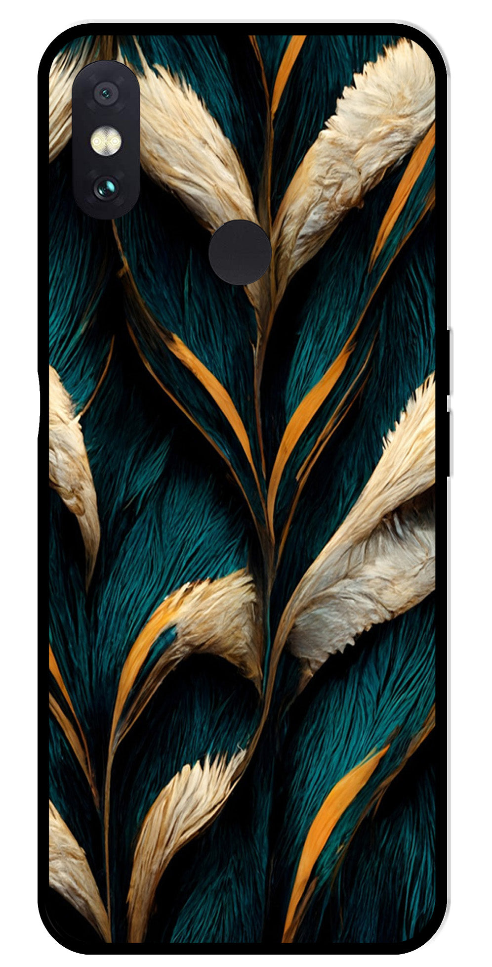 Feathers Metal Mobile Case for Redmi Note 5 Pro   (Design No -30)