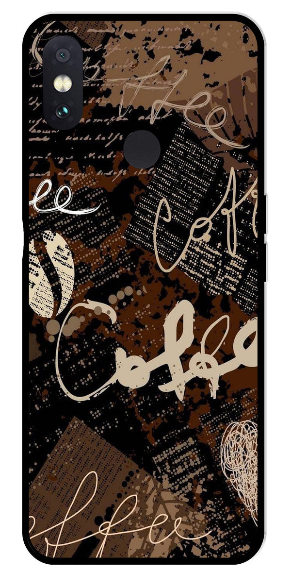 Coffee Pattern Metal Mobile Case for Redmi Note 5 Pro   (Design No -37)