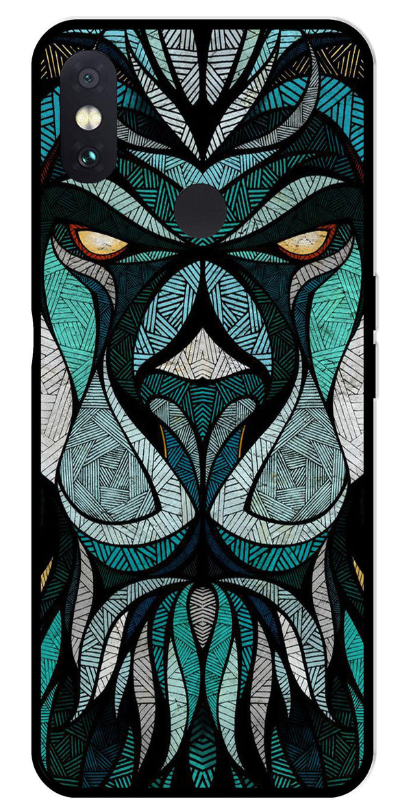 Lion Pattern Metal Mobile Case for Redmi Note 5 Pro   (Design No -40)