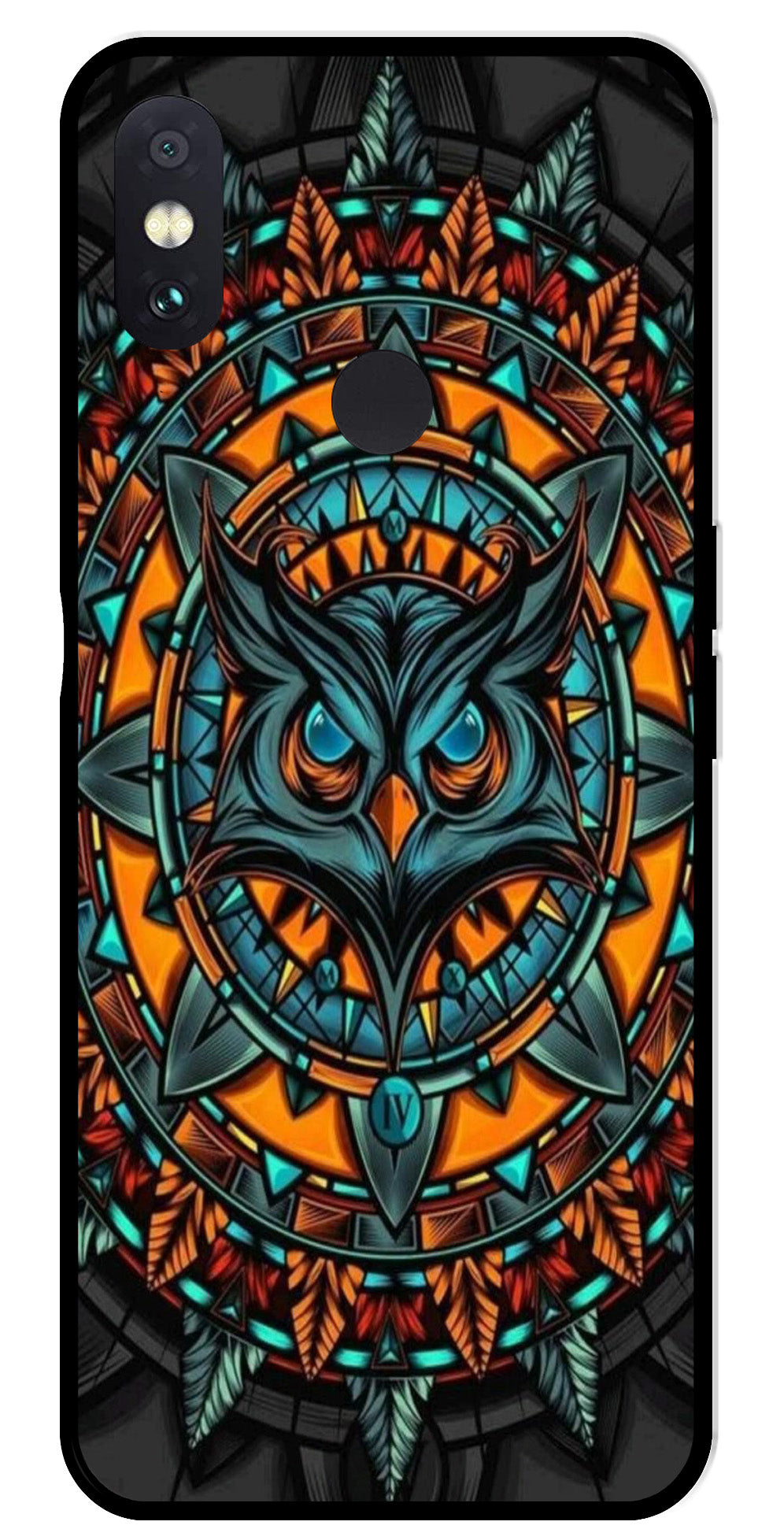 Owl Pattern Metal Mobile Case for Redmi Note 5 Pro   (Design No -42)
