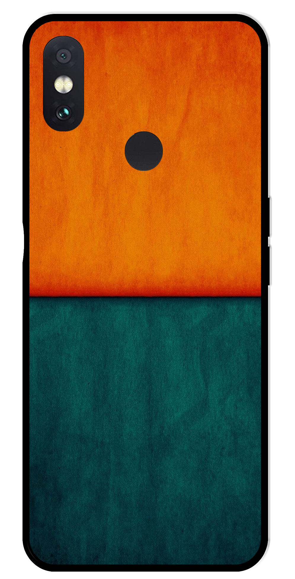 Orange Green Pattern Metal Mobile Case for Redmi Note 5 Pro   (Design No -45)