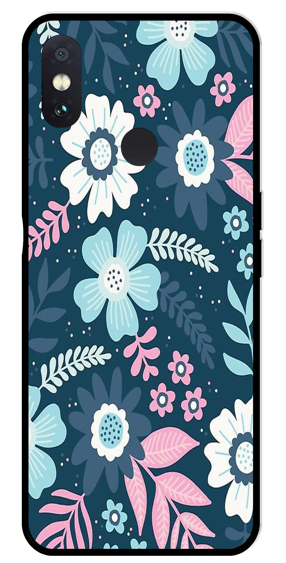 Flower Leaves Design Metal Mobile Case for Redmi Note 5 Pro   (Design No -50)