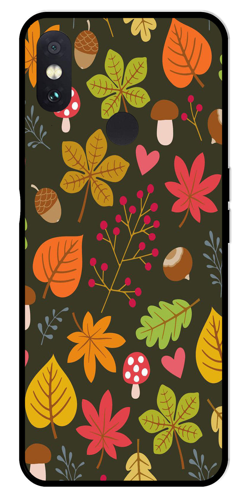 Leaves Design Metal Mobile Case for Redmi Note 5 Pro   (Design No -51)