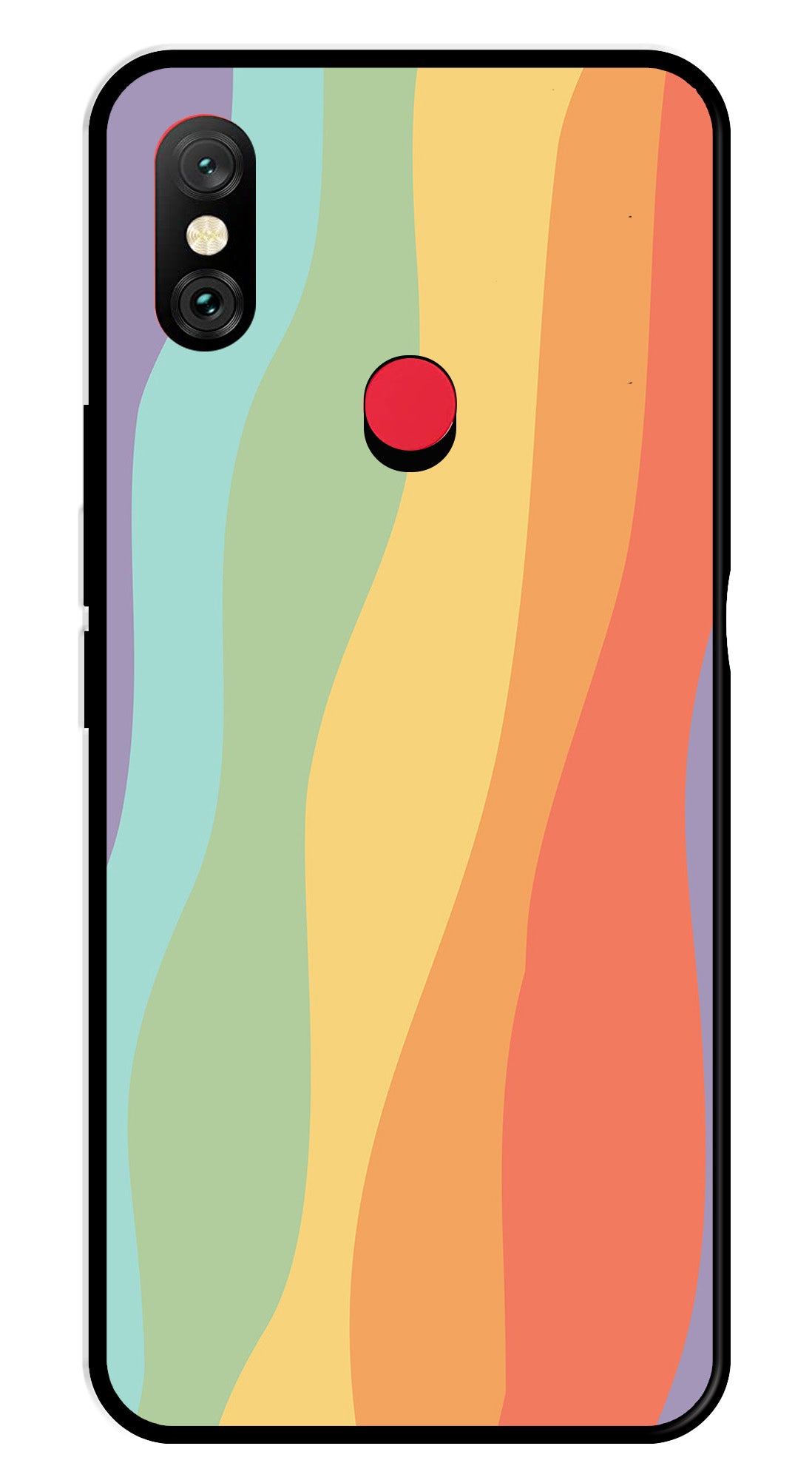 Muted Rainbow Metal Mobile Case for Redmi Note 6   (Design No -02)