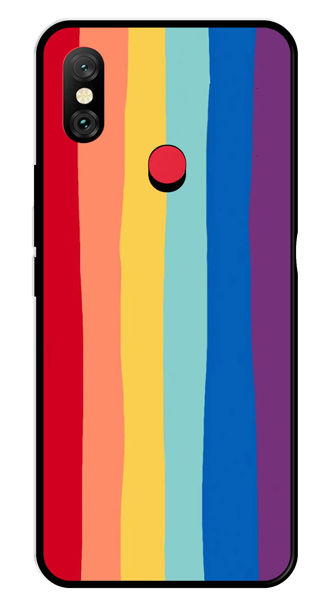 Rainbow MultiColor Metal Mobile Case for Redmi Note 6   (Design No -03)